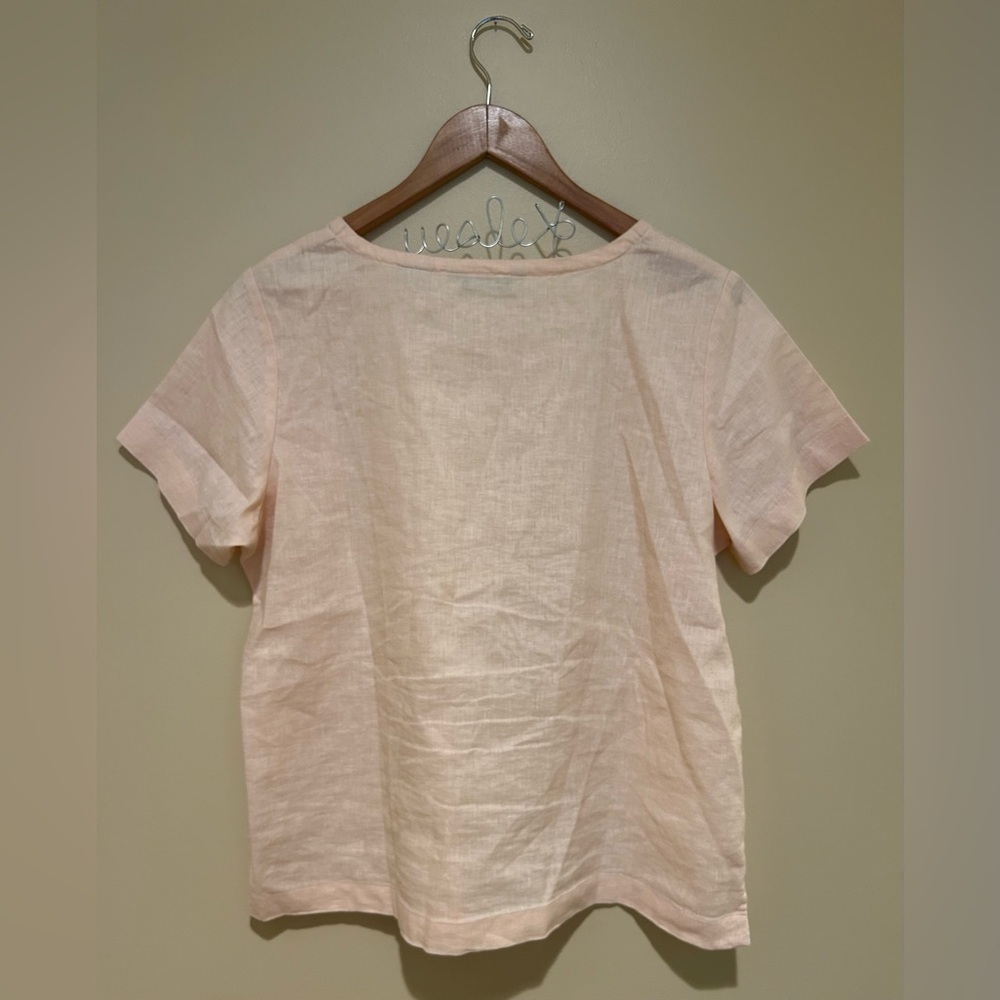 Orvis Light Pink Linen Blend Short Sleeve Tee Size M - Picture 2 of 5